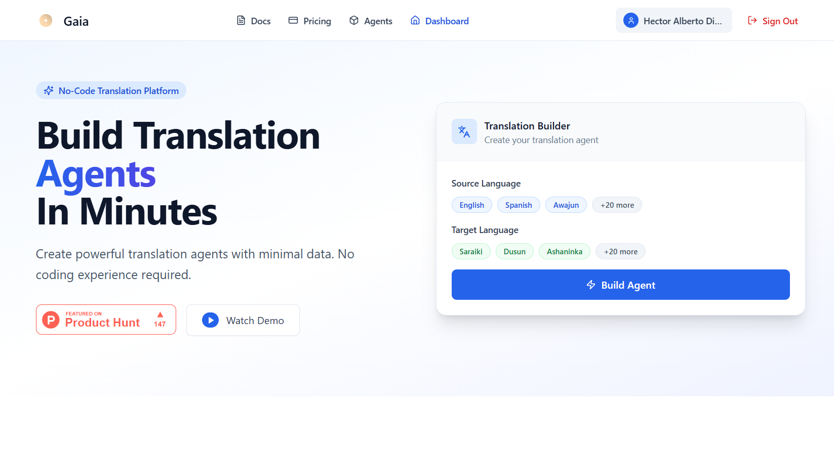 Gaia - No code platform to build and deploy translation agents for 50 ...